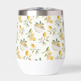 French Country Lemon Pattern Thermal Wine Tumbler