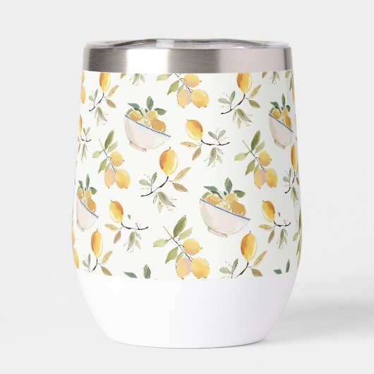 French Country Lemon Pattern Thermal Wine Tumbler (背面)