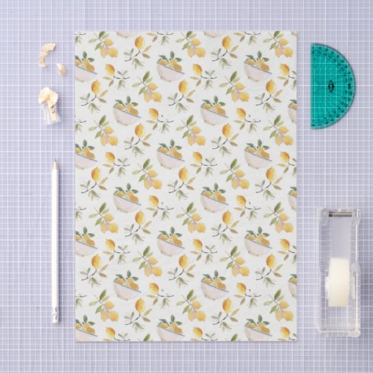 French Country Lemon Pattern Tissue Paper 薄葉紙 (クラフト)