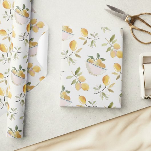 French Country Lemon Pattern Wrapping Paper ラッピングペーパー