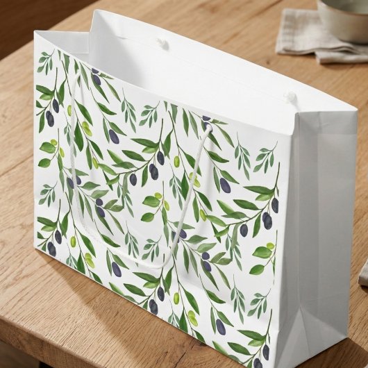 French Country Olive Pattern  ラージペーパーバッグ