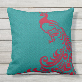 French-Country-Red_Peacocks-Outdoor-Indoor クッション