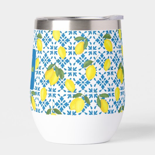 French Country Tile Lemon Pattern Name Monogram (左面)