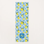 French Country Tile Lemons Pattern Name Monogram ヨガマット (正面)