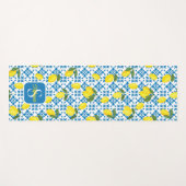 French Country Tile Lemons Pattern Name Monogram ヨガマット (正面(横))