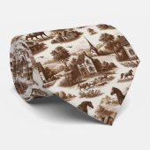 French Countryside Horse Toile de Jouy Neck Tie ネクタイ (ロール)