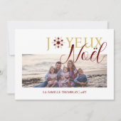 French Exquisite Snowflake Joyeux Noël Quote Photo シーズンカード (正面)
