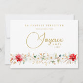 French Exquisite Xmas Floral Border Joyeux Nöel シーズンカード (正面)