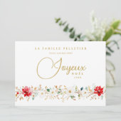 French Exquisite Xmas Floral Border Joyeux Nöel シーズンカード (スタンド正面)