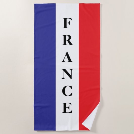 French flag of France personalized beach towel ビーチタオル (正面)