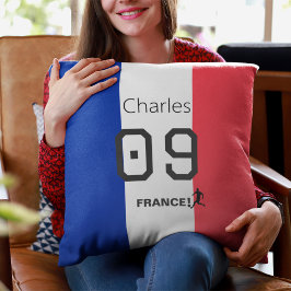 French Flag Soccer Fan Personalized Team Support  クッション