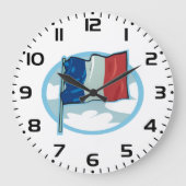 French Flag Tricolour Blue White Red France ラージ壁時計 (正面)