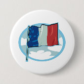 French Flag Tricolour Blue White Red France 缶バッジ (正面)