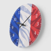 French Flag Wall Clock — Waving Flag Design ラージ壁時計 (傾斜)