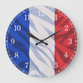 French Flag Wall Clock — Waving Flag Design ラージ壁時計 (正面)