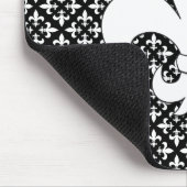French Fleur de Lis Black and White Pattern マウスパッド (コーナー)