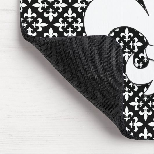 French Fleur de Lis Black and White Pattern マウスパッド (コーナー)