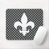 French Fleur de Lis Black and White Pattern マウスパッド (マウス)