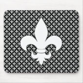 French Fleur de Lis Black and White Pattern マウスパッド (正面)