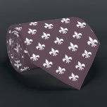 French Fleur de Lis Pattern Dark Mauve Purple ネクタイ<br><div class="desc">This design features a traditional French fleur de lis pattern in white on a dark mauve purple background. Ideal for groomsmen in a mauve or purple themed wedding.</div>