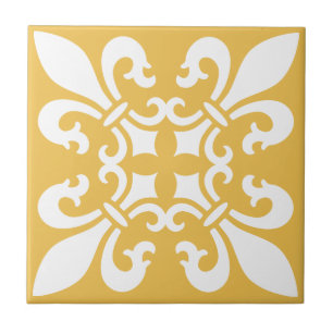 French Fleur de Lys Patternのカスタマイズ可能な色 タイル