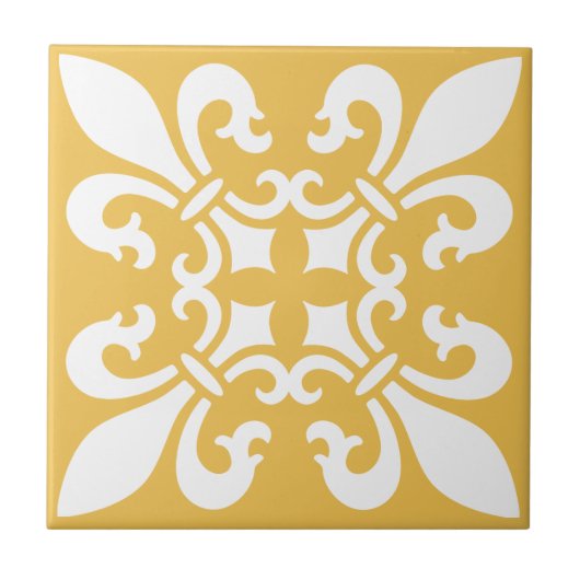 French Fleur de Lys Patternのカスタマイズ可能な色 タイル (正面)