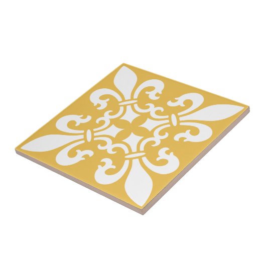 French Fleur de Lys Patternのカスタマイズ可能な色 タイル (側面)