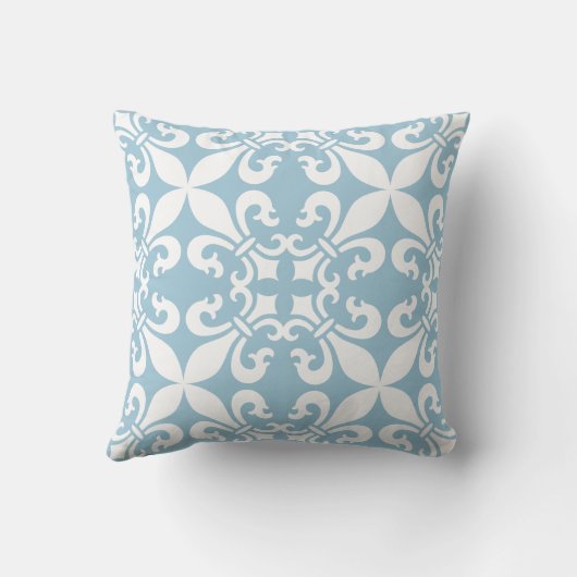 French Fleur de Lys Patternのスカイブルー クッション (裏面)