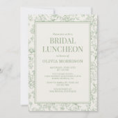 French Floral Bridal Luncheon Sage Green Ivory  招待状 (正面)