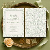 French Floral Bridal Luncheon Sage Green Ivory  招待状