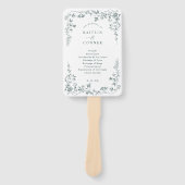 French Floral Emerald Green Wedding Program ハンドファン (正面)