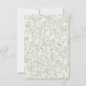 French Floral Sage Green Ivory Bridal Shower 招待状 (裏面)