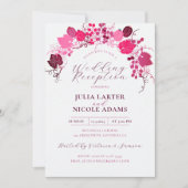 French Floral Sweet Berry Grapes Wedding Reception 招待状 (正面)