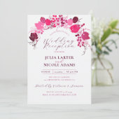 French Floral Sweet Berry Grapes Wedding Reception 招待状 (スタンド正面)