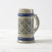 French floral toile blue  ビールジョッキ (正面右)