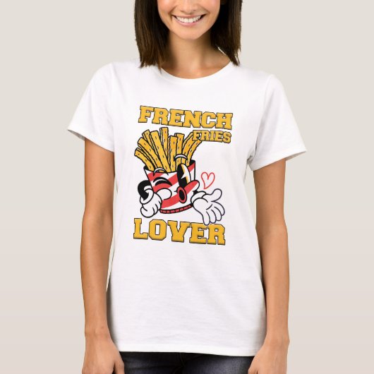French Fries Lover Women White Tシャツ (正面)