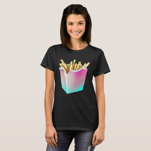 French Fries Vaporwave Retrowave Aesthetic Tシャツ (正面フル)