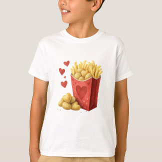 French fry carton with heart-shaped potatoes tシャツ