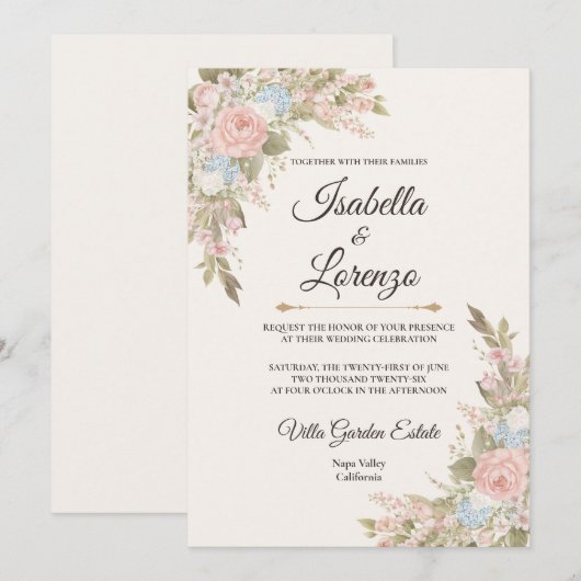 French Garden Romance Suite Wedding Invitations 招待状 (正面/裏面)