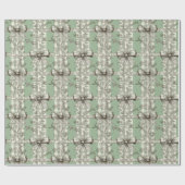 French Green Christmas Toile Bow Patterned ラッピングペーパー (フラット)