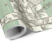 French Green Christmas Toile Bow Patterned ラッピングペーパー (ロールコーナー)