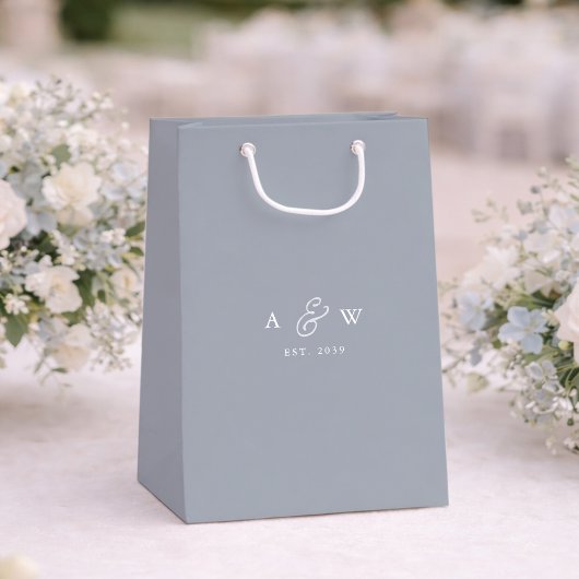 French Grey Wedding Welcome Gift Bag ミディアムペーパーバッグ
