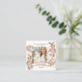 French Hand Drawn Floral Cupcake Bakery Photo スクエア名刺 (スタンド正面)