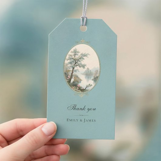 French Heron Dusty Blue Wedding Gift Tag ギフトタグ