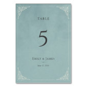 French Heron Dusty Blue Wedding Suite テーブルナンバー (正面)
