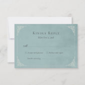 French Heron Dusty Blue Wedding Suite RSVP Card (正面)