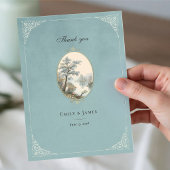 French Heron Dusty Blue Wedding Thank You Card サンキューカード
