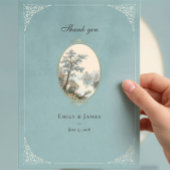 French Heron Dusty Blue Wedding Thank You Card サンキューカード