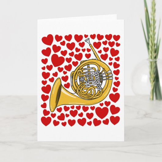 French Horn Hearts Valentines Anniversary Card シーズンカード (正面)