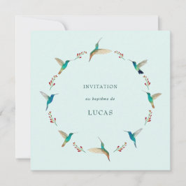 French Hummingbird Baptism Invitation 招待状